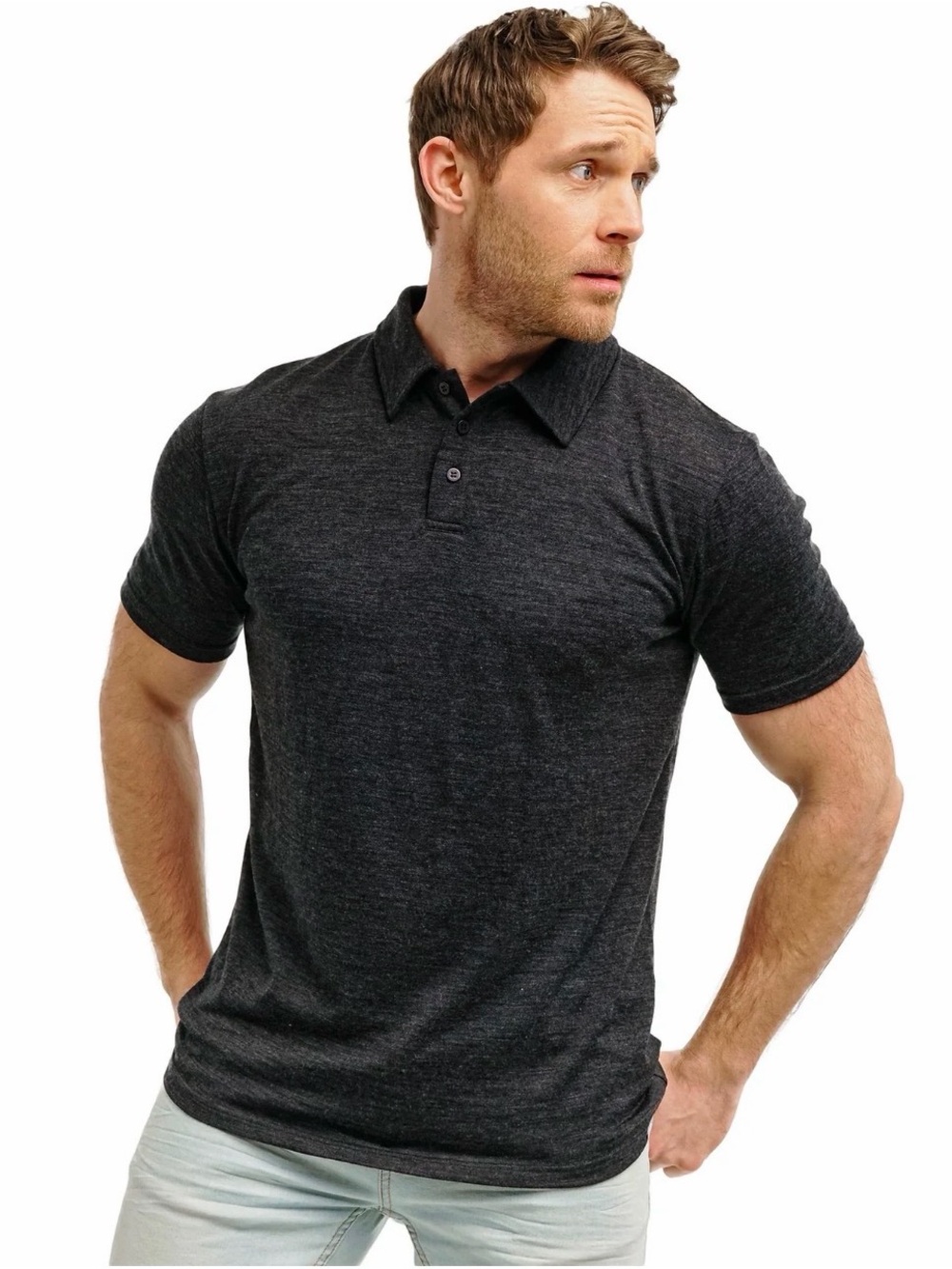 Merino Tech Men's Merino Polo 180 Charcoal Grey